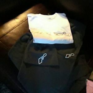 Whole outfit shirt,  sweatpants, beanie